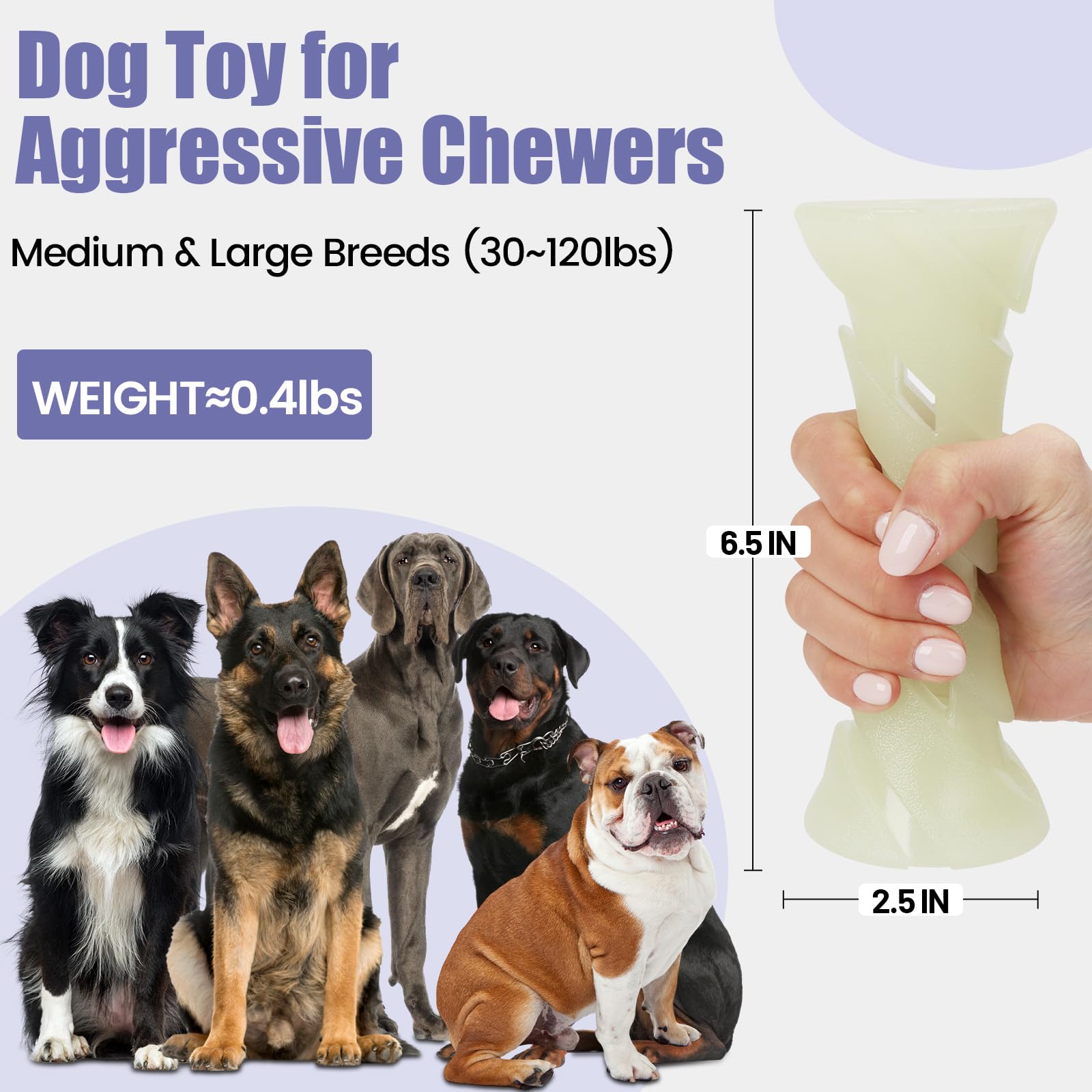 KGPERGU Glow in The Dark Dog Chew Toy, Rubber Dog Toys to Keep Them Busy, Interactive Treat Dispensing Puzzle Toy with Teeth Cleaning, Outdoor Fetch & Nighttime Play