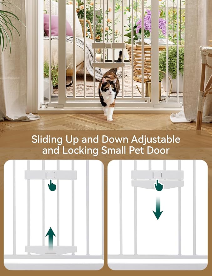 Babelio 36" Tall Baby Gate with Cat Door, CatPrivilege II, 29-40"