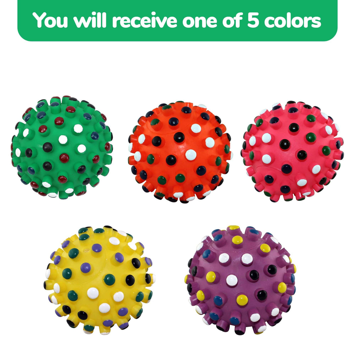 SPOT Vinyl Gumdrop Ball Dog Toy with Squeaker - Colorful and Interactive Dog Chew Toy, Floats in Water, Made from Durable, Non-Toxic Natural Rubber, Great for Dogs and Puppies, 5in, Assorted Colors