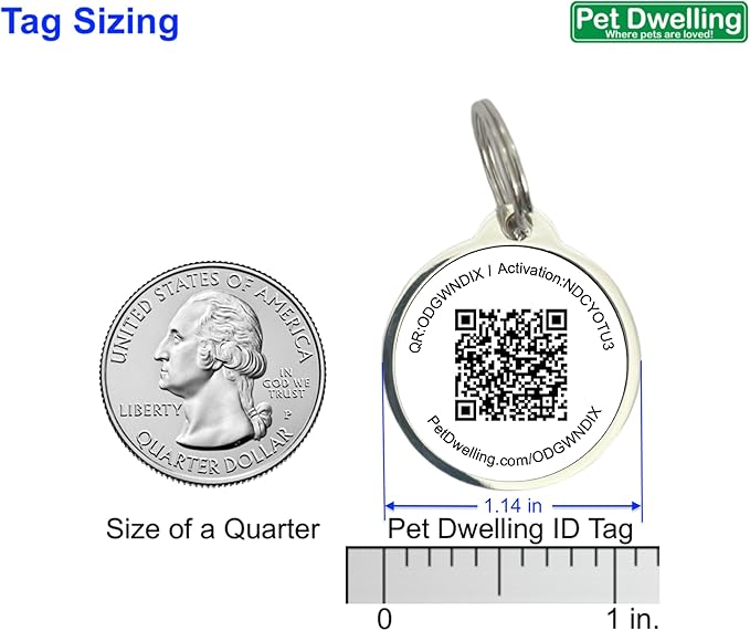 Pet Dwelling QR Code Pet ID Tag – Smart Dog & Cat ID Tags for Pet Safety, Free Personalized Online Profile, Instant Scan Alerts, AI Insights (Pink Tiara)