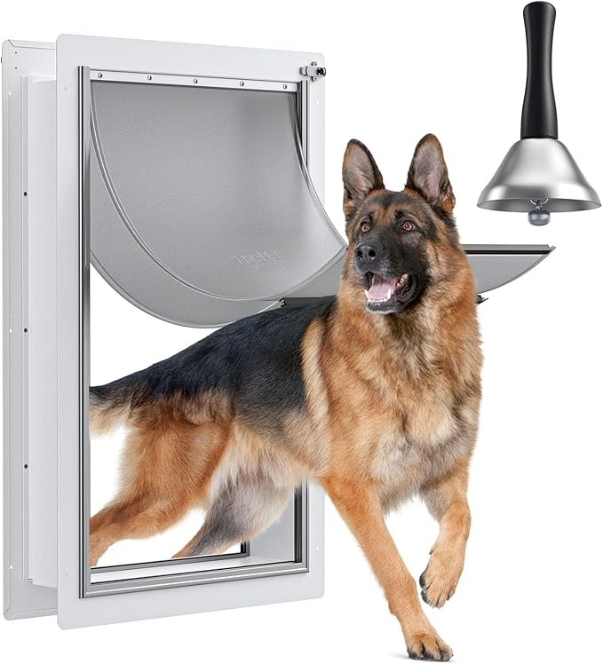 Pet Door for Wall - Steel Frame, Telescoping Tunnel & Double Silicone Flaps Dog Door, Cat Doors with Secure Lock (Cat Up to 10 lbs) - Small