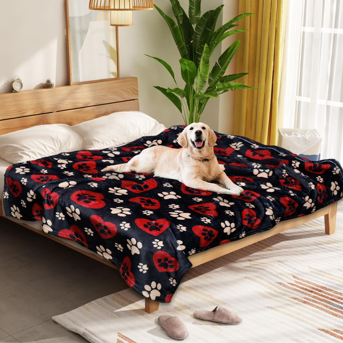 Gowyeg Dog Blanket for Small Medium Dogs 41"x31", Soft Reversible Cute Paw