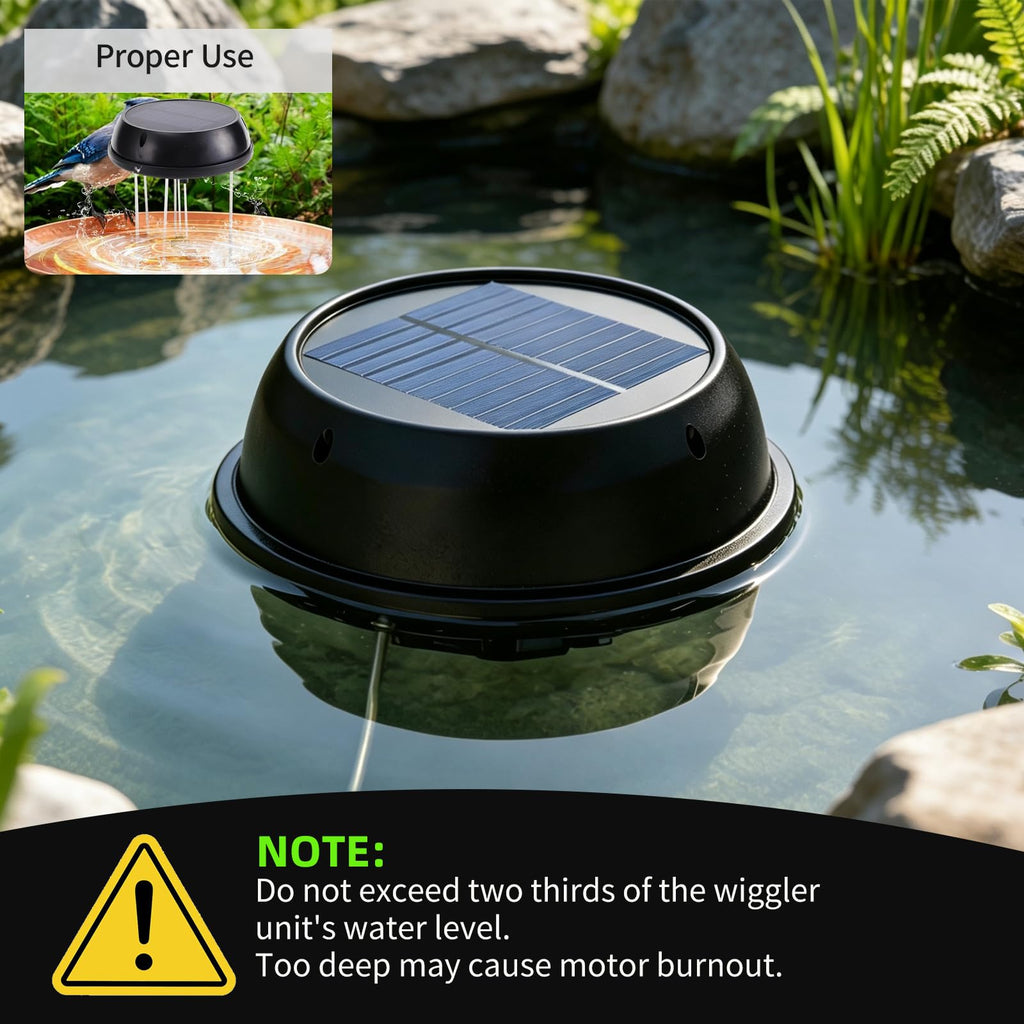 Solaceura Solar Bird Bath Bubbler, Water Wiggler for Bird Bath, Solar‑Powered Outdoor Water Agitator, Creates Gentle Water Ripples to Attract Wild Birds for Garden Bird Bath,Prevent Water Pooling