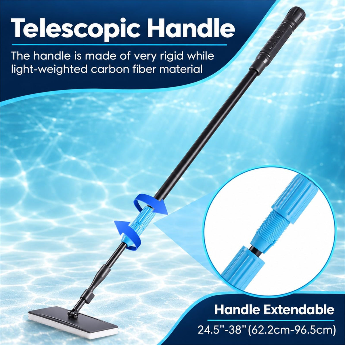 AquaMiracle 6 in 1 Aquarium Cleaning Tool Kit Fish Tank Cleaning Kit for 20-160 Gallon Tank with Telescopic Long Handle, Algae Scraper, Scrubber Pads, Tube Cleaner, Fish net, Gravel Rake