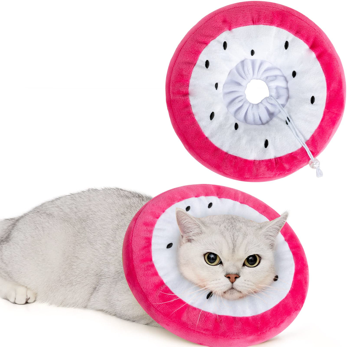 ANWA Adjustable Cat Cone Collar Soft, Cute Cat Donut Collar After Surgery