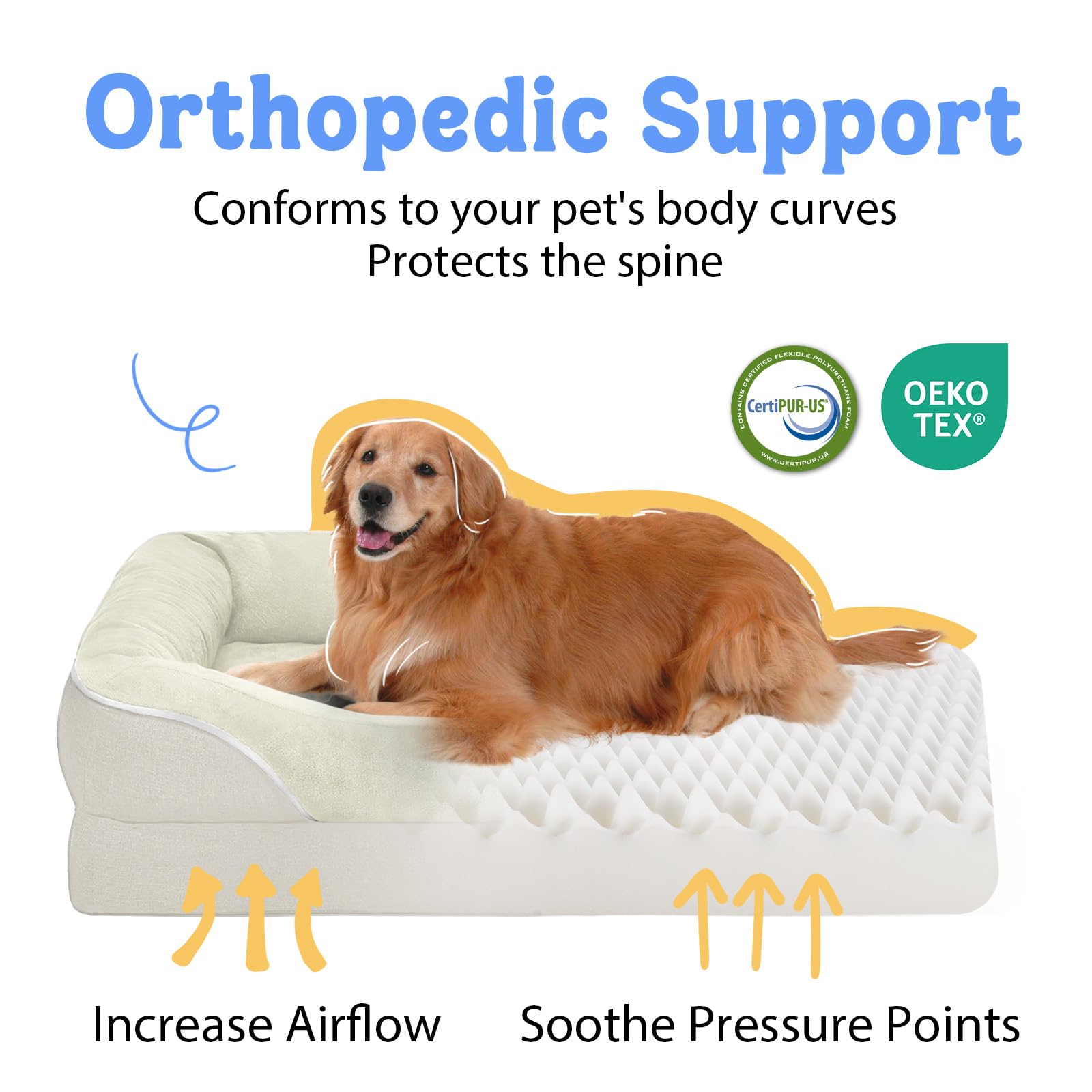 Chez Paw Orthopedic Waterproof Dog Bed for Medium and Large Dogs