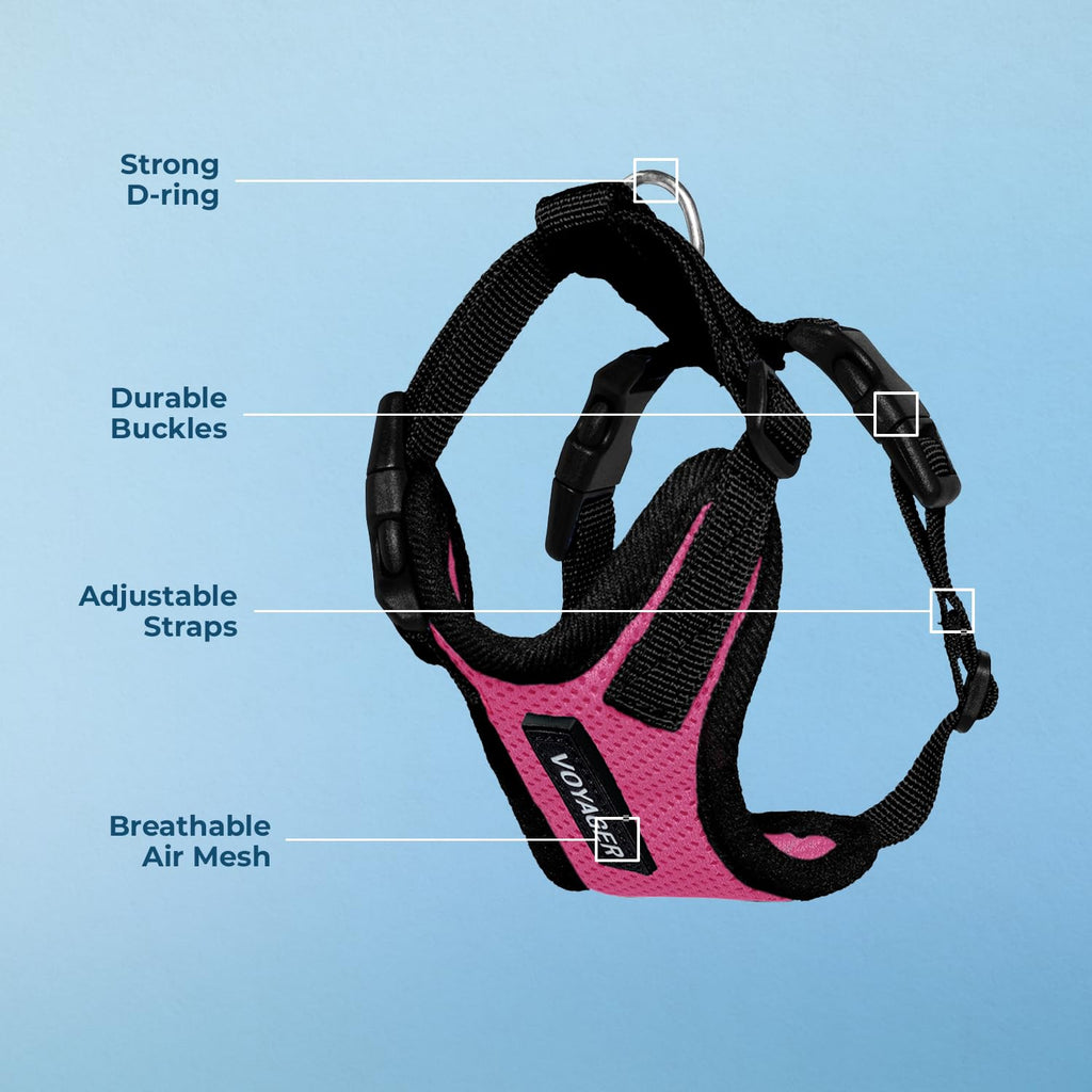 Voyager Step-in Lock Dog Harness - Fuchsia/Black Trim, X-Small