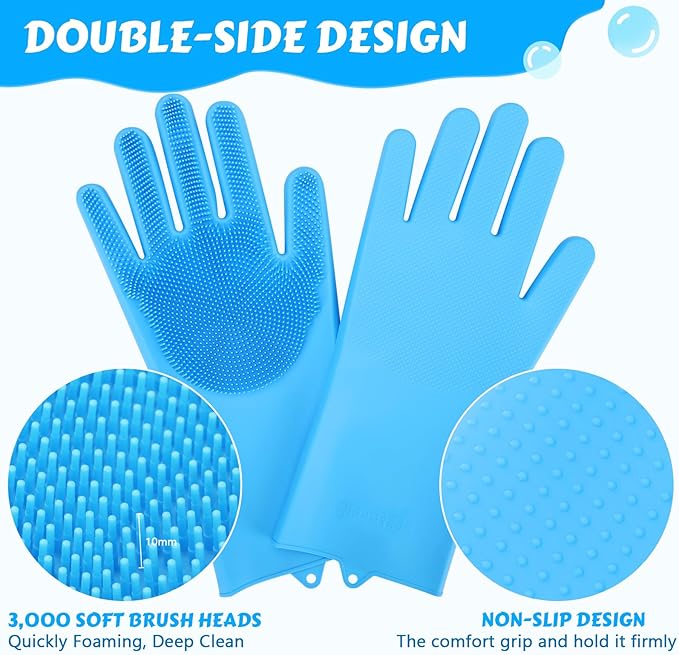 Pecute Silicone Pet Grooming Gloves for Washing Cats Dogs Bath Brush Large