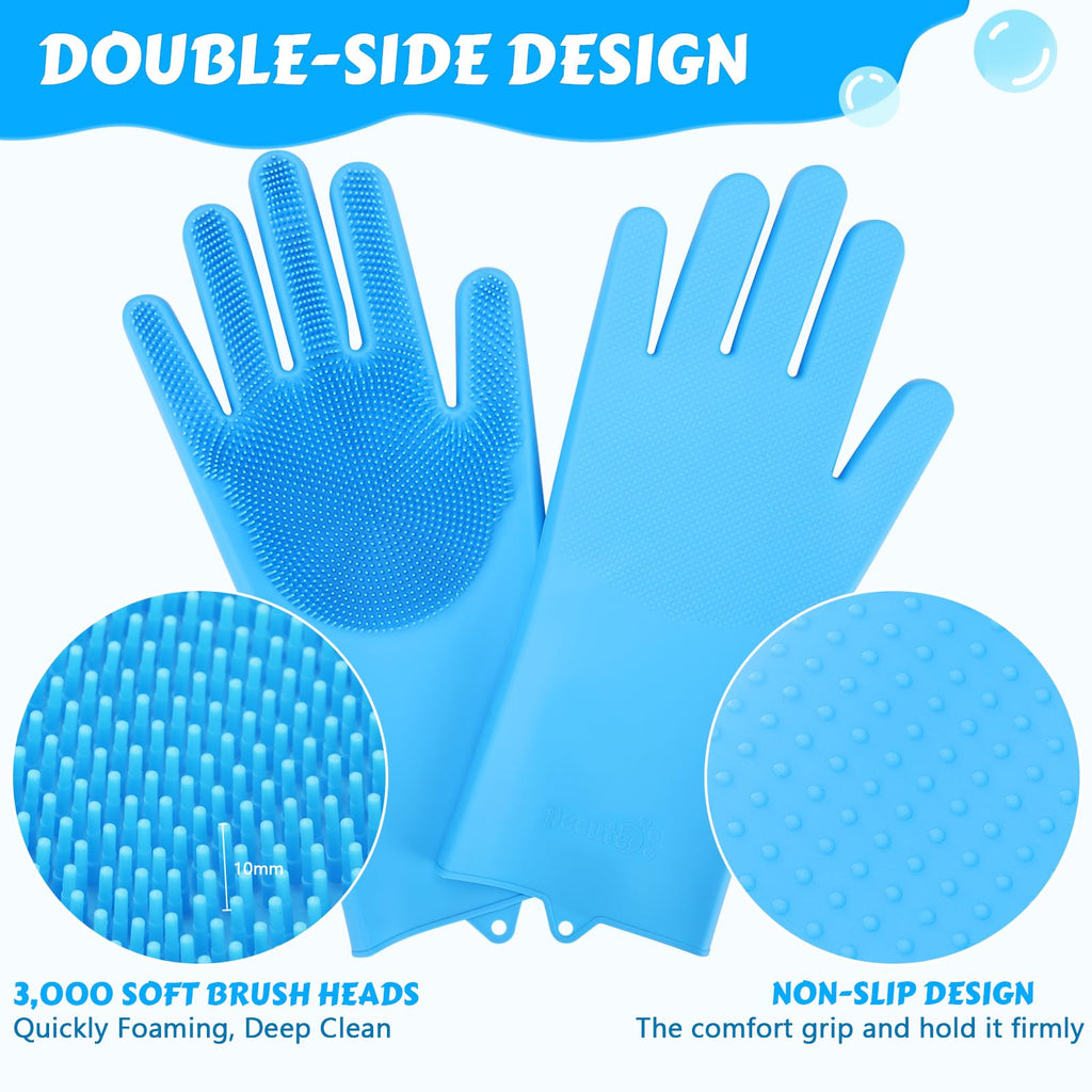 Pecute Silicone Pet Grooming Gloves for Washing Cats Dogs Bath Brush