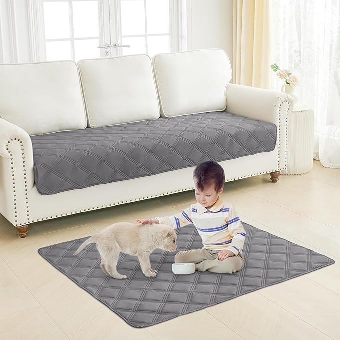 Smiry Waterproof Dog Bed Cover Blanket 40x70, Soft Reversible Pet Blanket, Washable Leakproof Cats Dogs Couch Cover for Sofa, Couch, Furniture, Grey/Dark Grey
