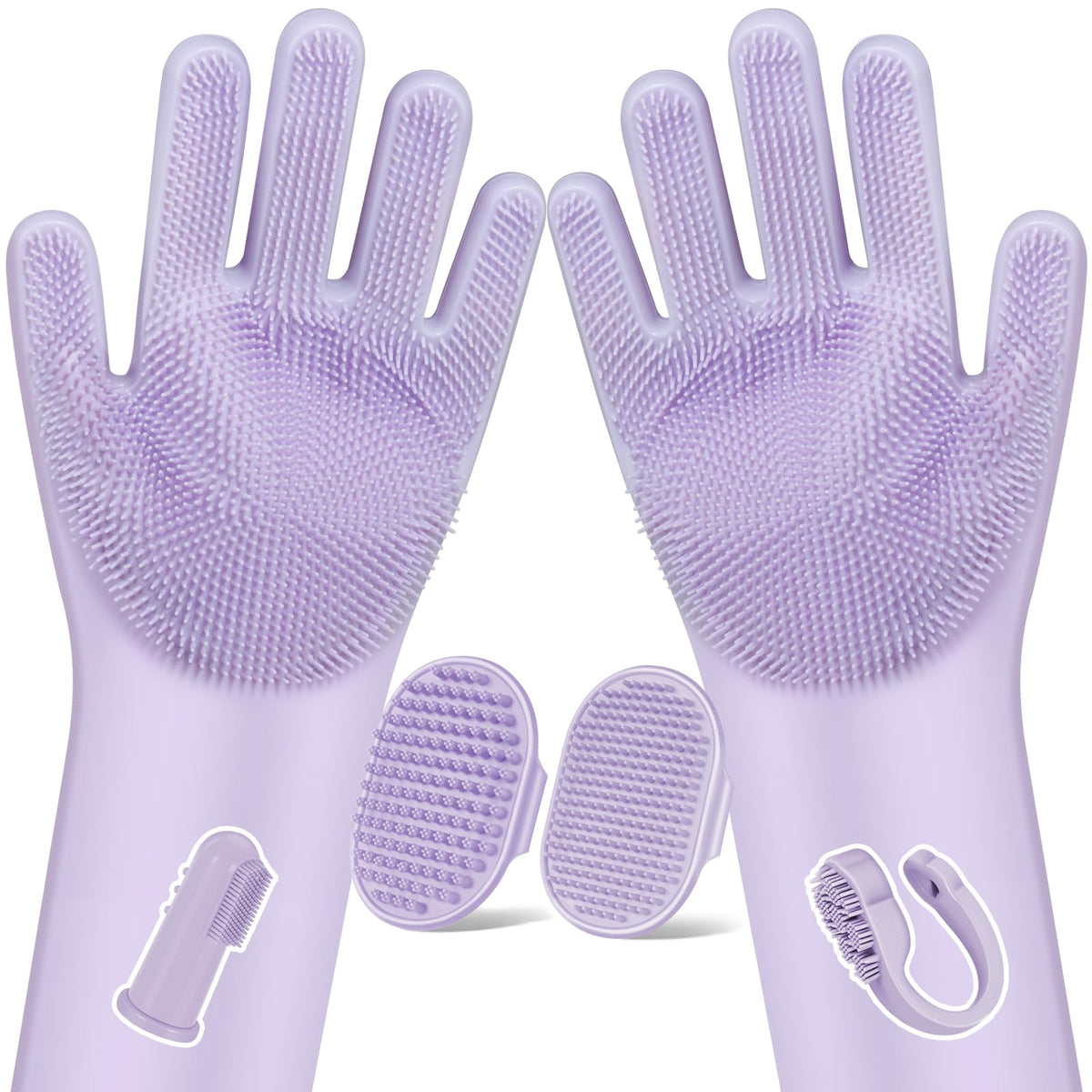 6PCS Grooming & Bath Supplies for Dogs, Cats | Dog Washing Gloves | Dog Bath Brush | Dog Shower Brush | Pet Grooming Gloves | Dog Grooming kit | Pet Supplies for Showerhead & Sprayer (Light Blue)