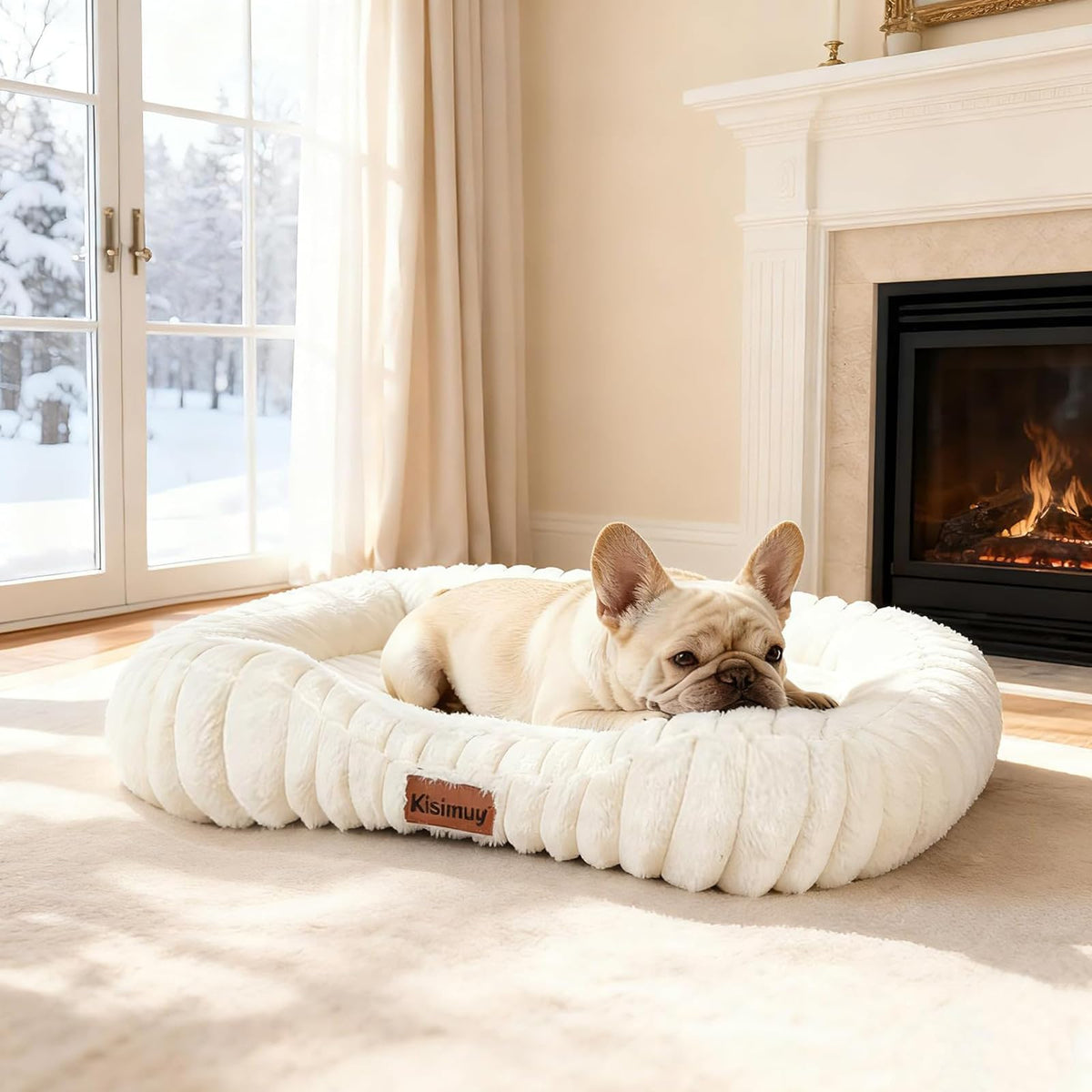 KISIMUY Orthopedic Dog Bed, Durable Calming Bolster Dog Couch Large Dogs