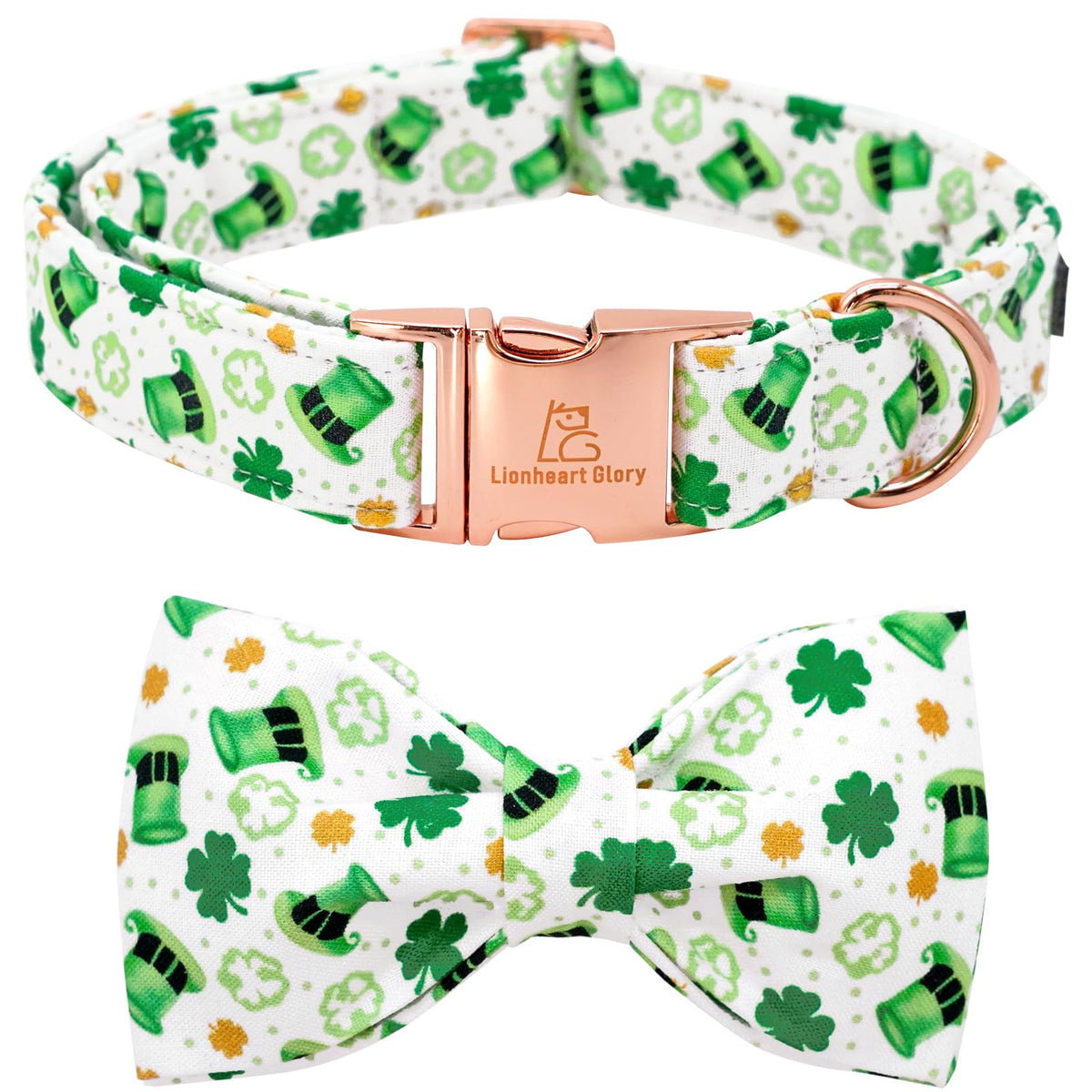 Lionheart Glory St. Patrick's Day Dog Collar, Dog Collar with Flower, Cute Floral Pattern Pet Collars Adjustable Pet Collars for X-Small Dogs