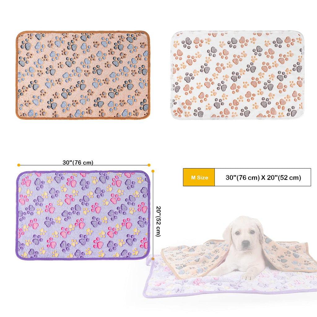 Dono 1 Pack 3 Dog Blankets for Small Dogs, Soft Fluffy Paw Print Pattern Fleece Pet Blanket Warm Sleep Mat, Puppy Kitten Blanket Doggy Mat for Dog Cat Kitten Doggy