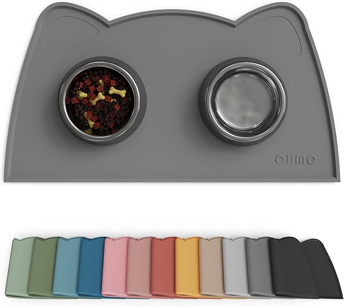 OHMO Cat Food Mat, Silicone Pet Feeding Mat, 20x12