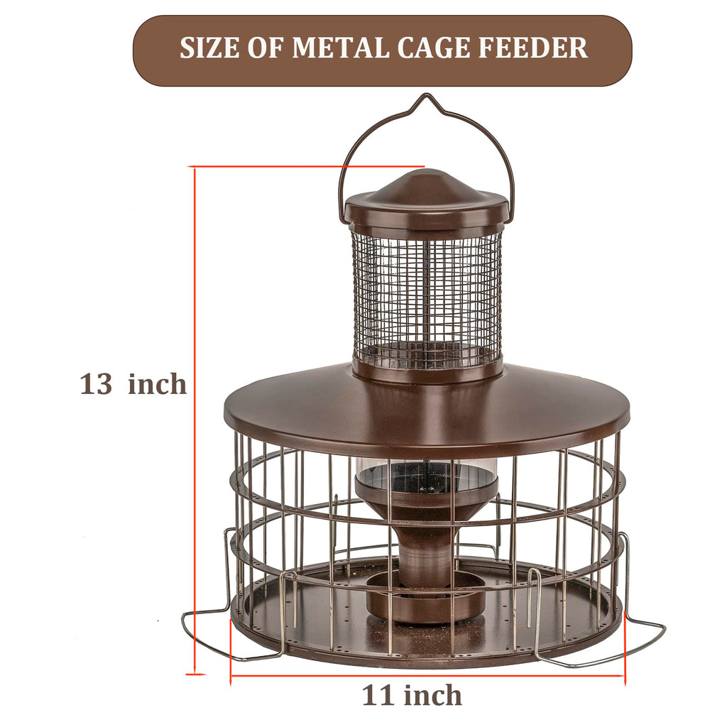 Upgraded Squirrel Proof Bird Feeders, 3Lbs Capacity Caged Bird Feeder, Innovative DIY Starling-Proof, Flexible Adjustment of Grille Size, Caged Seed Tube Feeders Outside Hanging(Copper)
