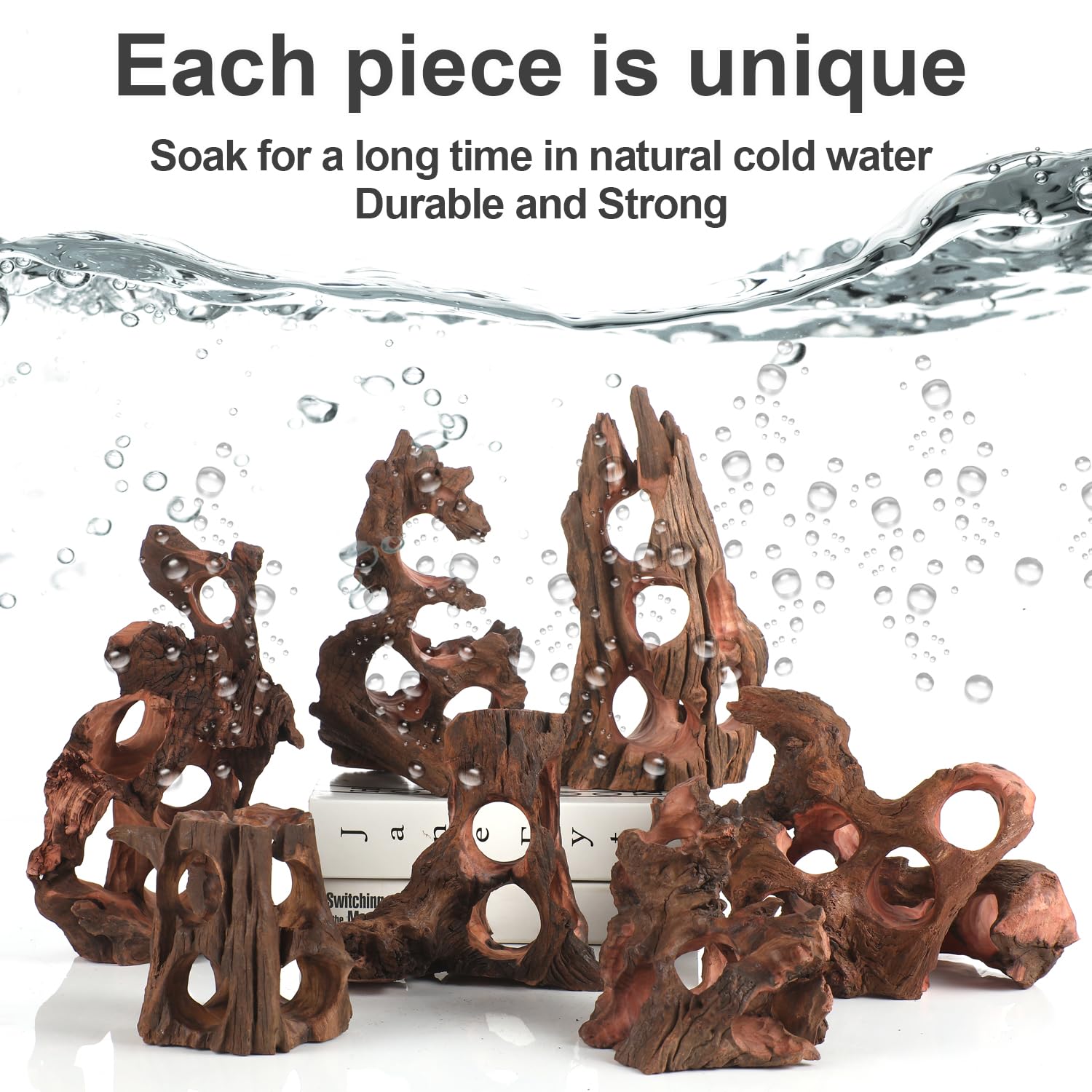 Natural Driftwood Aquarium Cave Betta Fish Hideout for Aquarium Fish Tank Decorations 10.2-11.8" -Reptile Hide-Snake Hide-Cave for Cichlids Habitat Shelter for Crayfis
