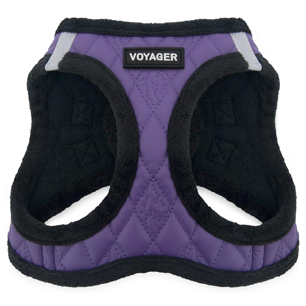 Voyager Step-in Plush Dog Vest Harness -Purple Faux Leather, Medium
