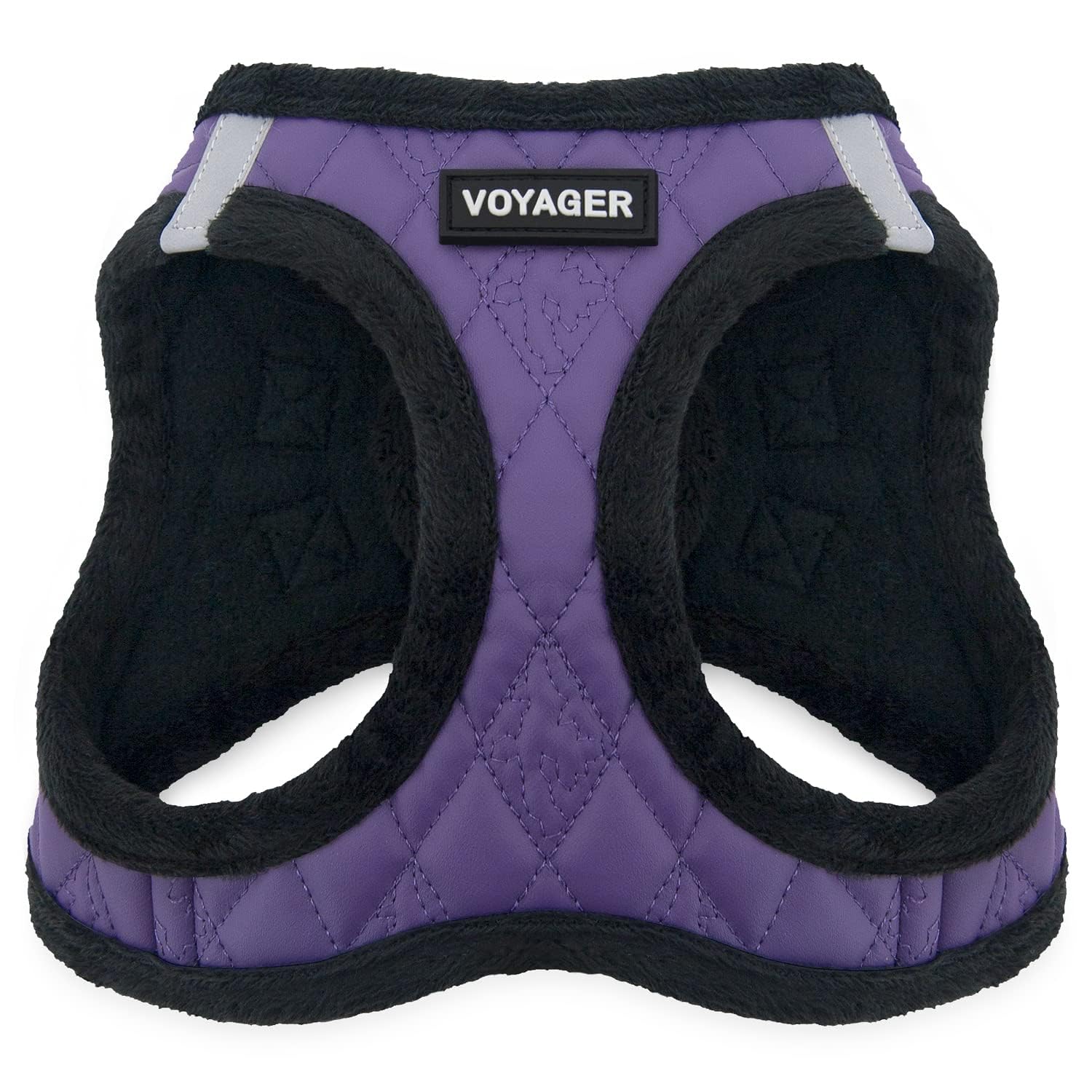 Voyager Step-in Plush Dog Vest Harness -Purple Faux Leather, Medium