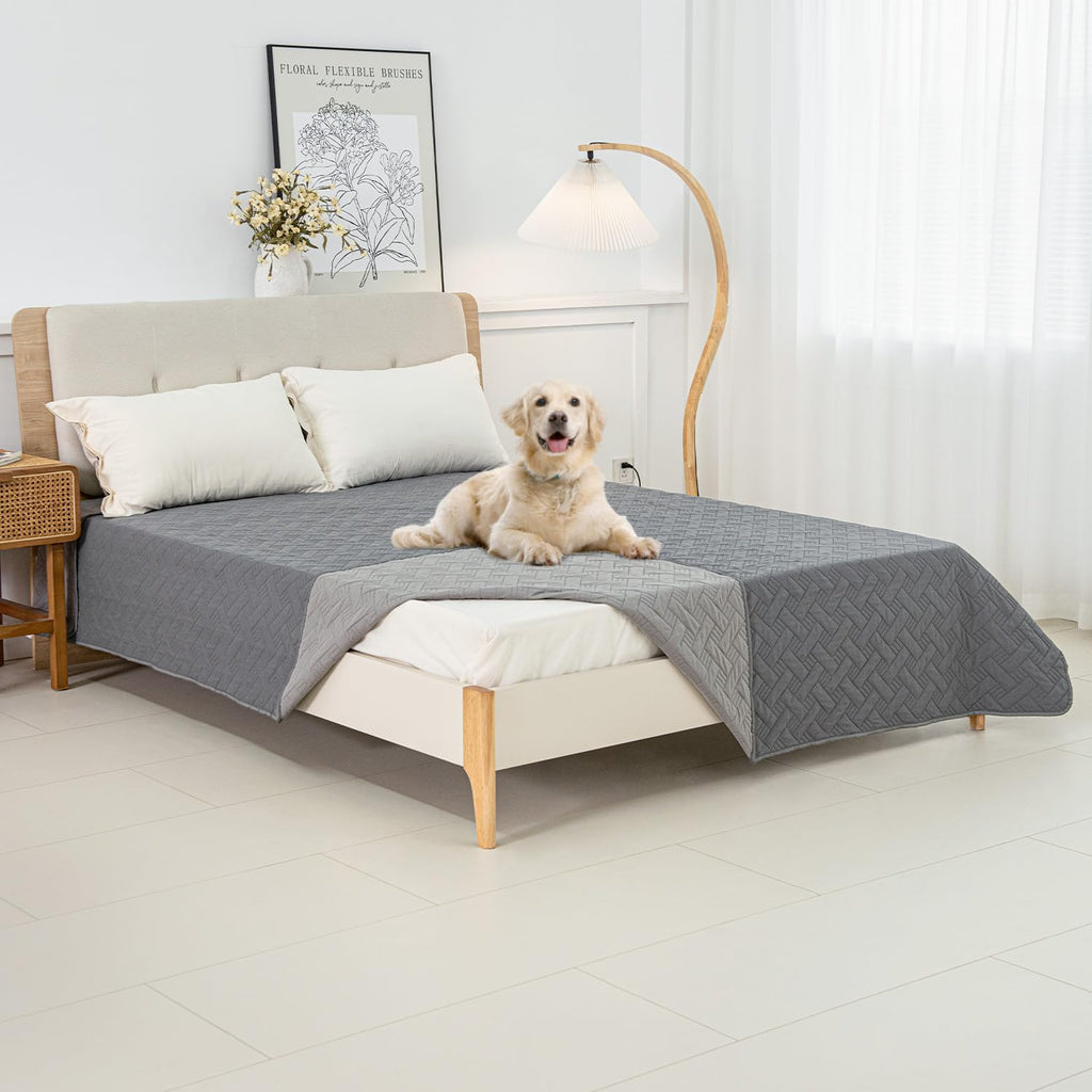 BOCTOPUG Dog Bed Cover for Pets Blankets Rug Pads for Couch Protection Waterproof Bed Covers Dog Blanket Furniture Protector Reusable Changing Pad (Dark Grey+Light Grey, 82"x102")