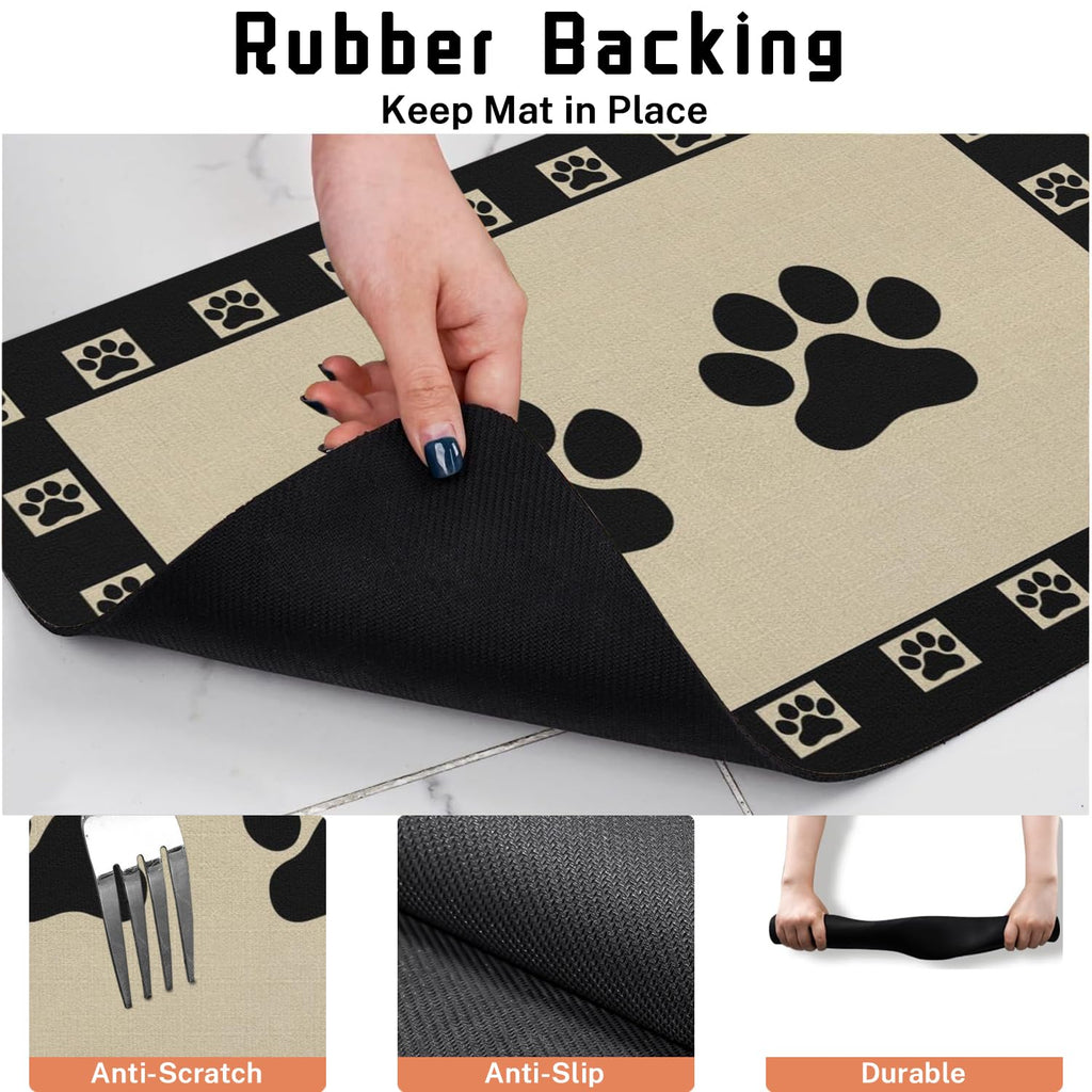 Absorbent Pet Dog Bowl Mat for Food and Water, Pet Cat Food Feeding Mat with Non Slip Rubber Backing, Dog Food Mats for Floors Waterproof, 12"x20"