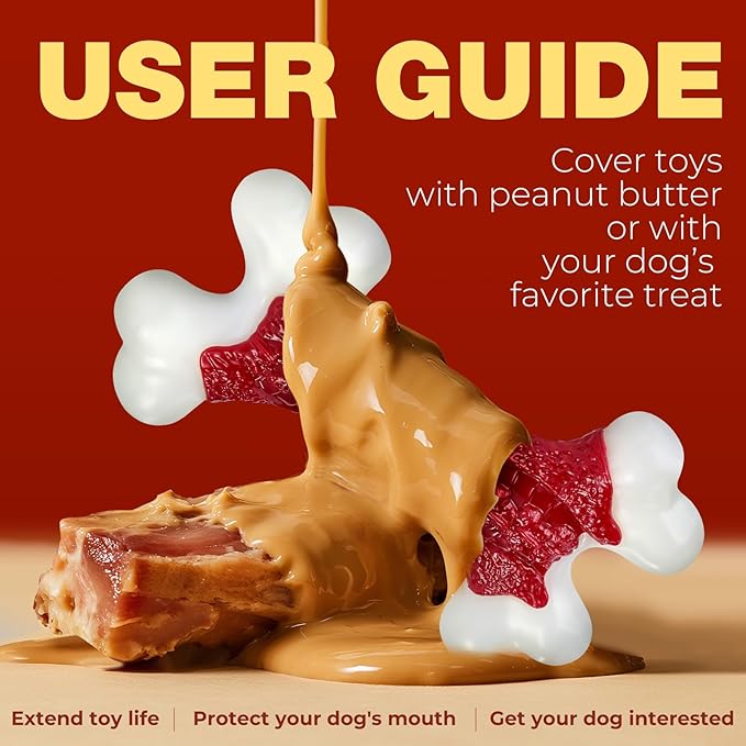 Tough Dog Toys for Aggressive Chewers Large Breed - 8'' Beef Flavor Indestructible Nylon Dog Chew Toys for Large Dogs, Heavy Duty Dog Bone Keep Busy, Teething Dental Care Toy Dog Birthday Gift