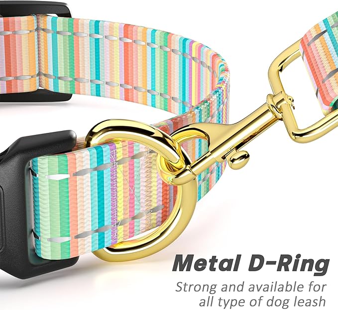 TMOODEL Reflective Dog Collar, Cute Dog Collar for Small Dogs, Soft Nylon Puppy Collar for Boy and Girl Female Dogs, Adjustable Pet Collars with Quick Release Buckle, Colorful Watercolor Art
