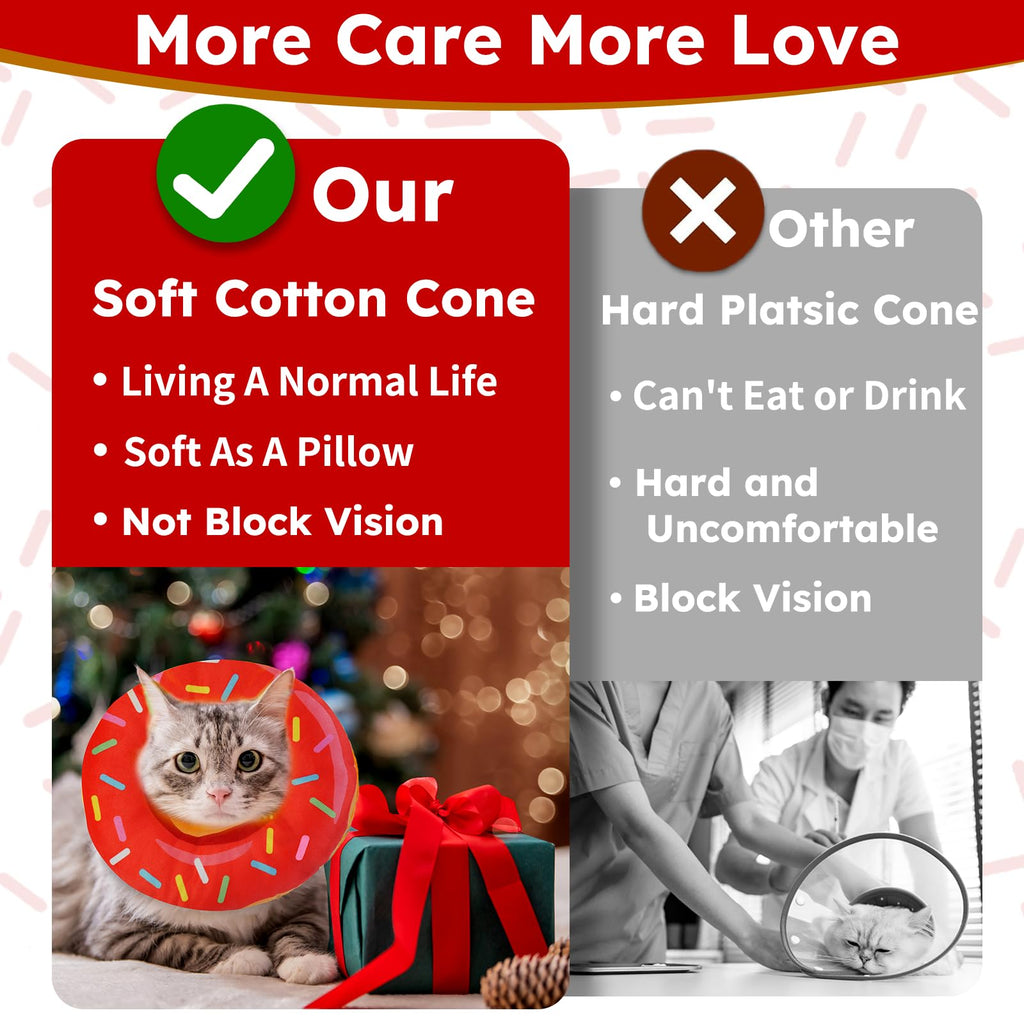 Hpetppy Cat Cone Collar Soft, Cat Recovery Collar for Wound Healing Cute Kitten Donut Adjustable Pet Cones to Stop Licking Comfortable Lightweight Neck Elizabethan Collars for Kittens After Surgery