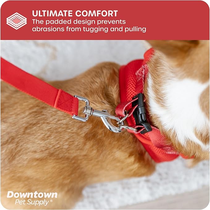 Downtown Pet Supply Step in Dog Harness No Pull, X-Large, Red - Adjustable Harness with Padded Mesh Fabric and Reflective Trim - Buckle Strap Harness for Dogs