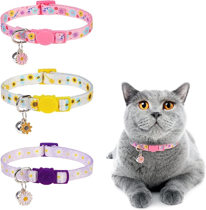 DILLYBUD Cat Collar Breakaway, Soft Kitten Collar with Bell, Moon and Stars