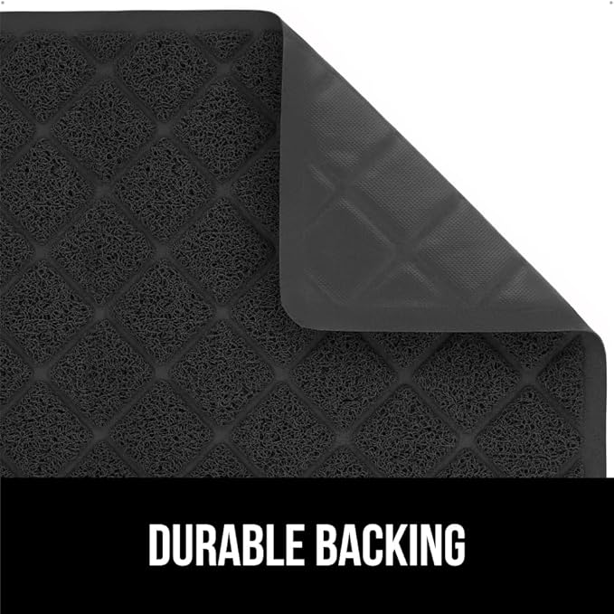GORILLA GRIP Cat Litter Box Mat, 40x28, Water Resistant, US Designed Kitty Litter Trapping Mats, Easy to Clean, Scatter Control, Less Mess and Clean Floors, Kitten Supplies for Indoor Cats, Black