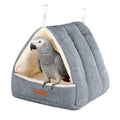 Hoopttay Large Winter Warm Bird House and Bird Bed for Cage with Soft Plush Hanging Hammock & Hut Tent, Hideaway Sleeping Nest for Macaws African Grey Parrots (Grey, L)