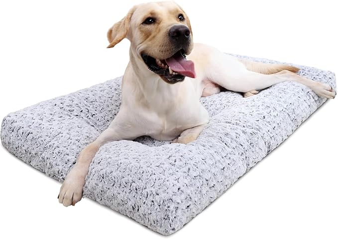 KSIIA Washable Dog Beds Large Sized Dog Crate Bed Plush Mat 41"x27" Blue