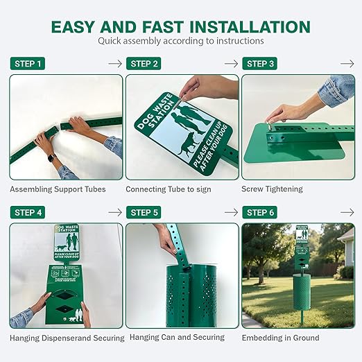 POCHAR Rust-Proof Aluminum Outdoor Dog Waste Disposal Station for Pet Parks