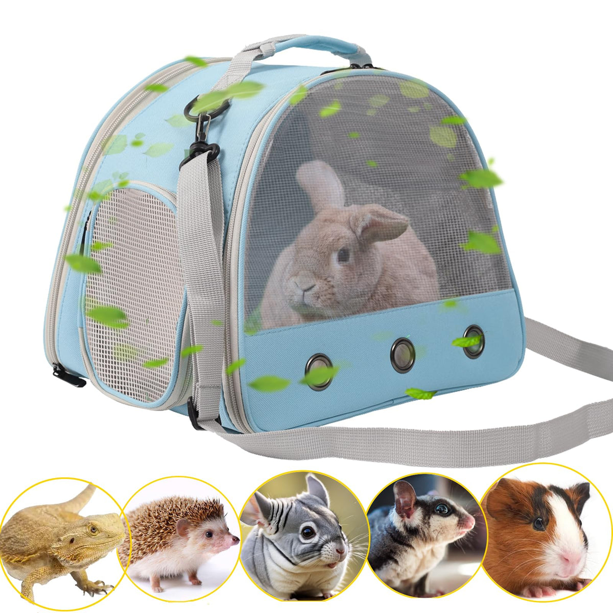 Guinea Pig Carrier,Guinea Pig Carrier for 2,Ventilation Carrier for Bearded Dragon,Reptile Travel Carrier for Lizards Sugar Glider Hedgehog Rat Parrot Birds,Airline Approved Green