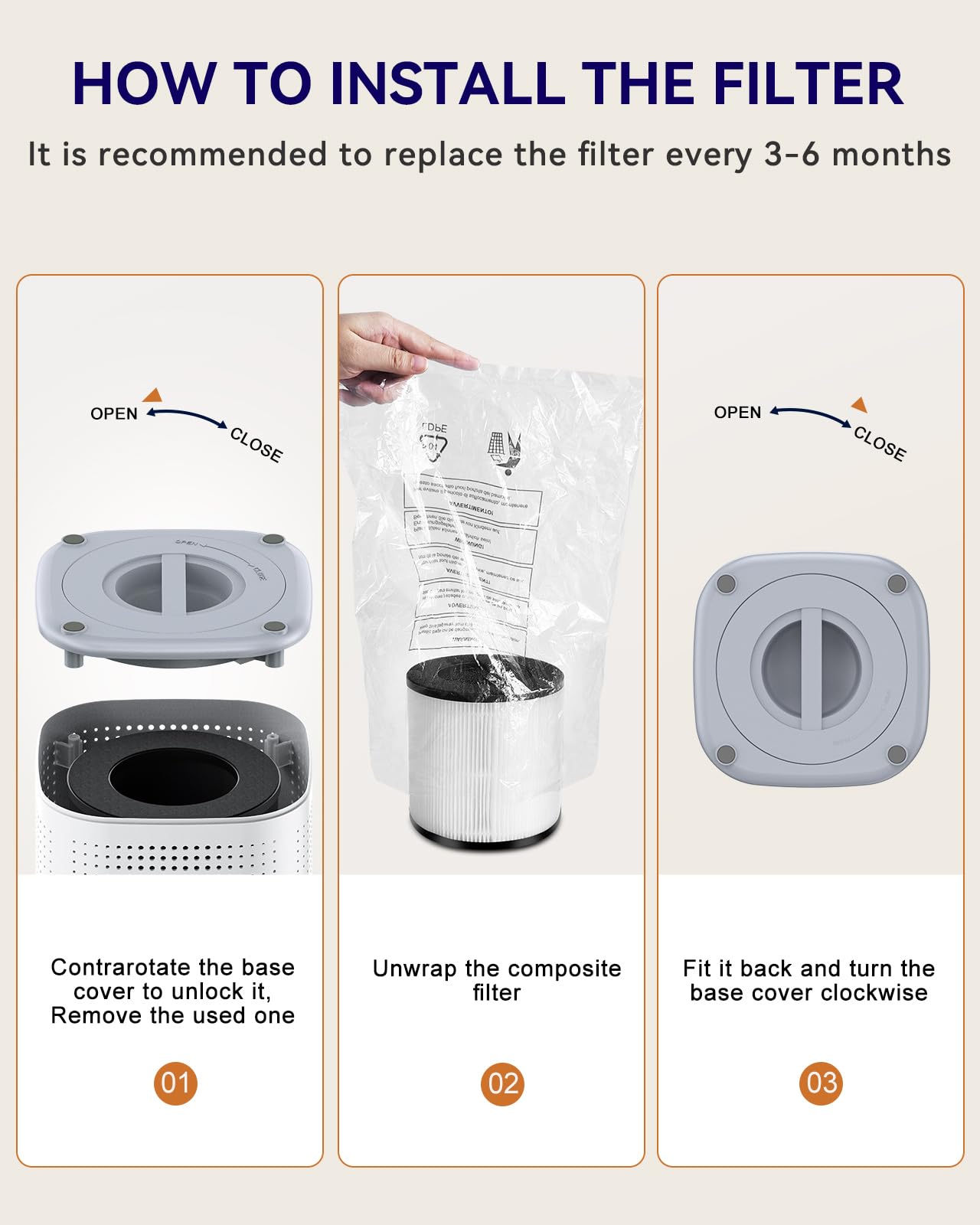 Tailulu H13 Ture HEPA Air Purifiers for Home Large Room up to 1500ft²