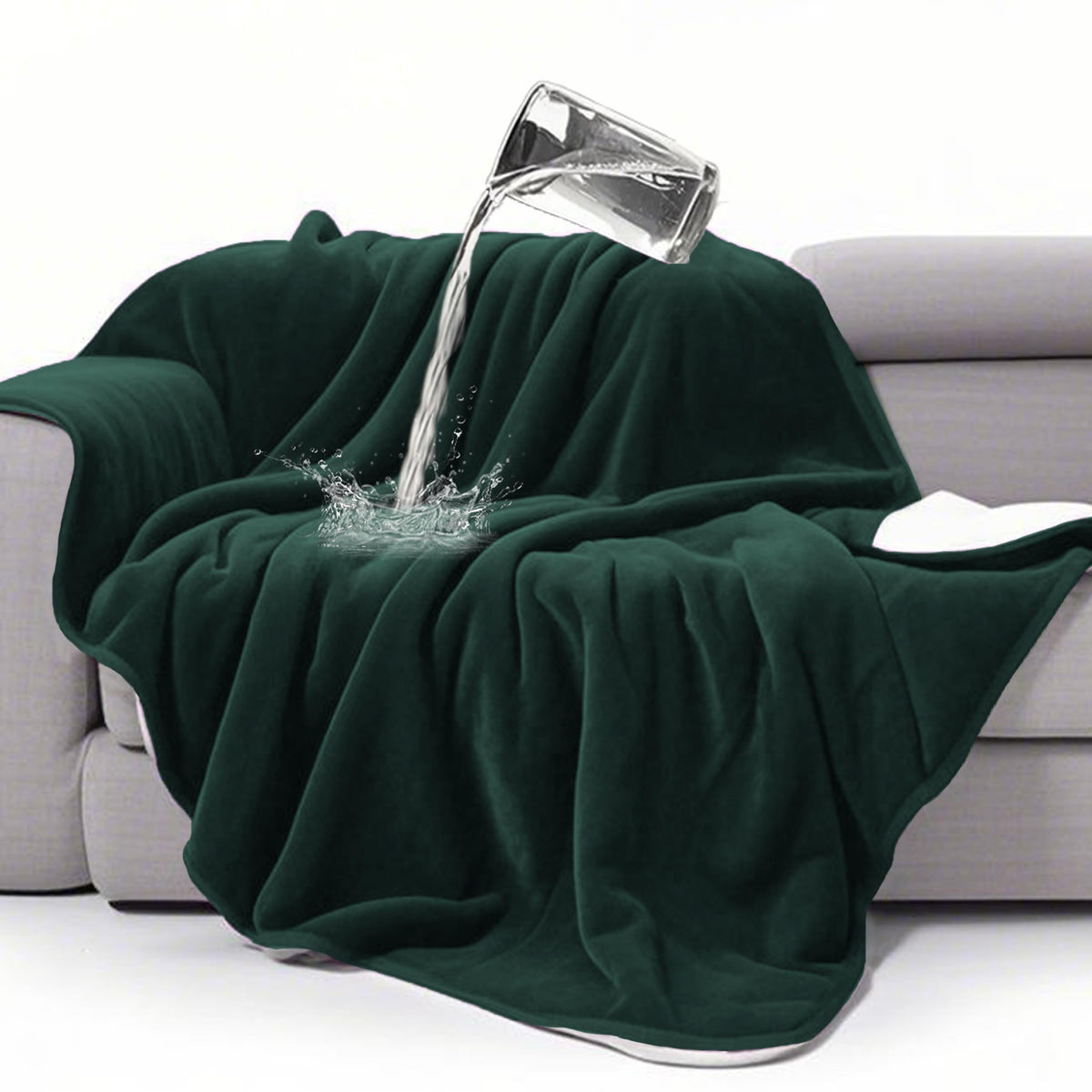 gogobunny Waterproof Bed Blanket, Reversible Sherpa Fleece Throw Blanket for Dog Puppy Cat, Furniture Cover Protects Bed Couch Sofa from Liquid Pee and Pet Fur (Cream, 90x108 inches)