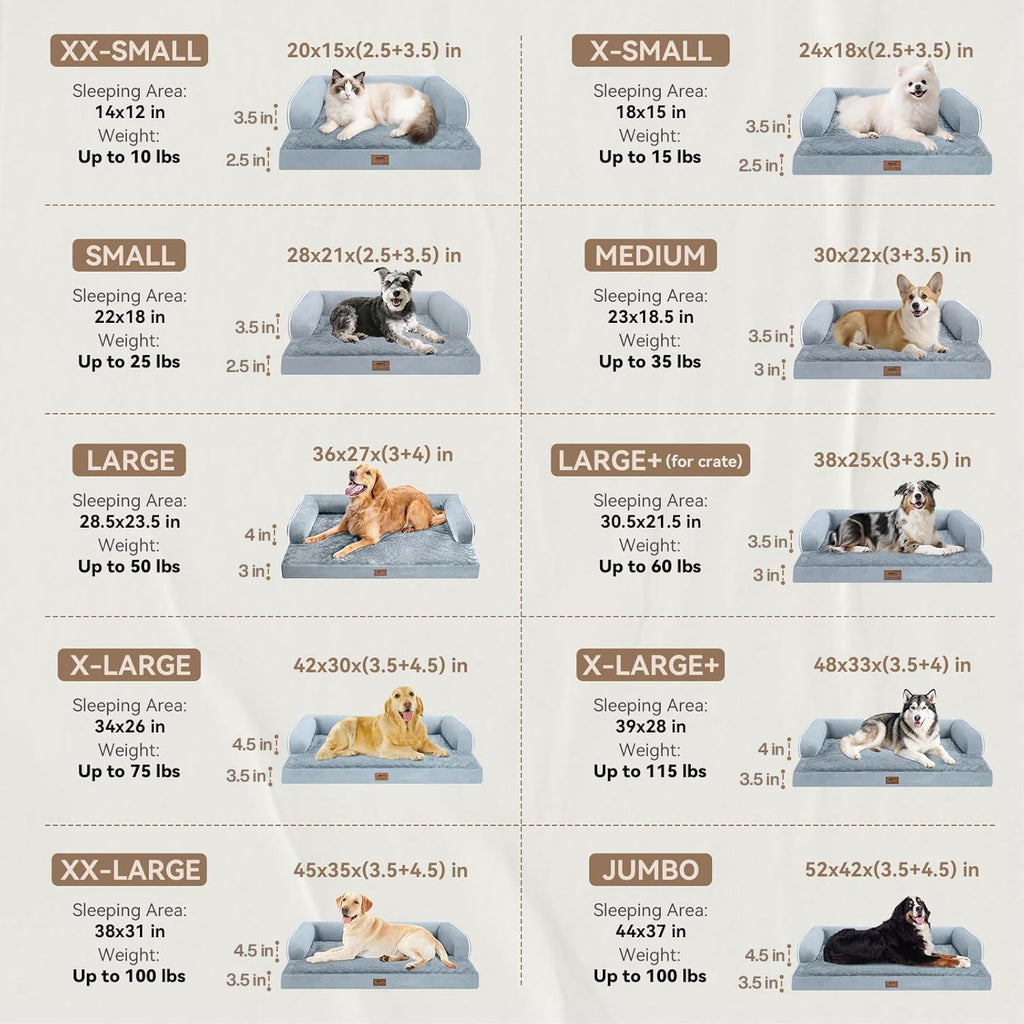 MEKIY Orthopedic Waterproof Jumbo Dog Bed with Bolster for Extra Large Dogs