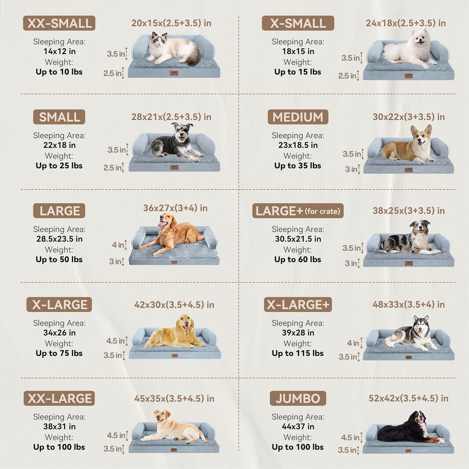 MEKIY Orthopedic Waterproof Jumbo Dog Bed with Bolster for Extra Large Dogs