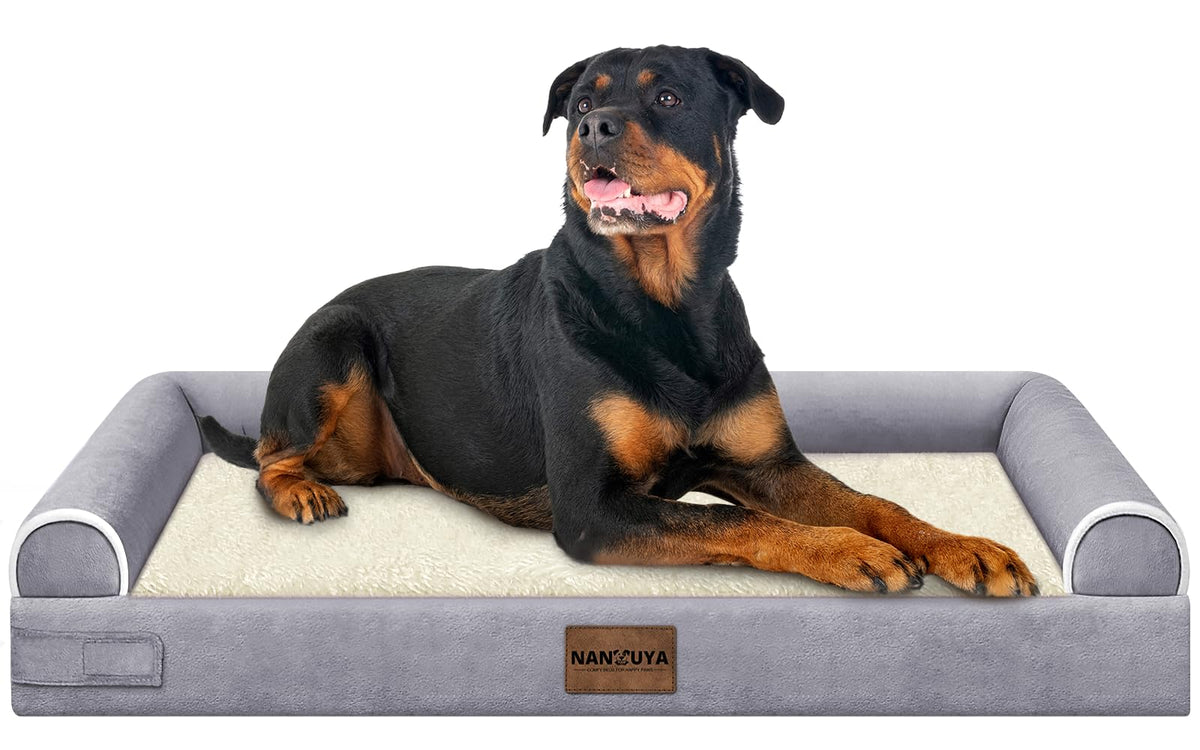 NANUYA Orthopedic Dog Bed for Jumbo Dogs, 48 x 33 Inch, Light Grey