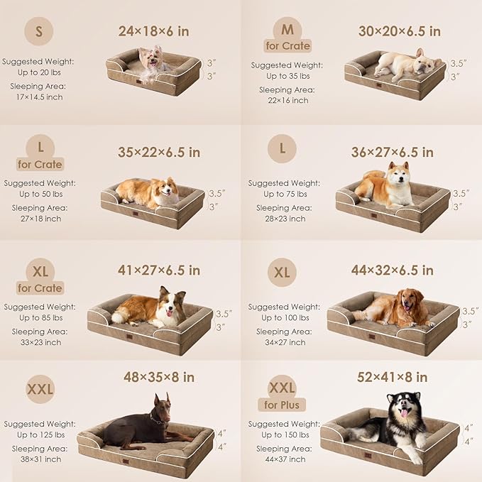 EHEYCIGA Orthopedic Dog Bed Medium Size Dog, Waterproof Washable Pet Beds