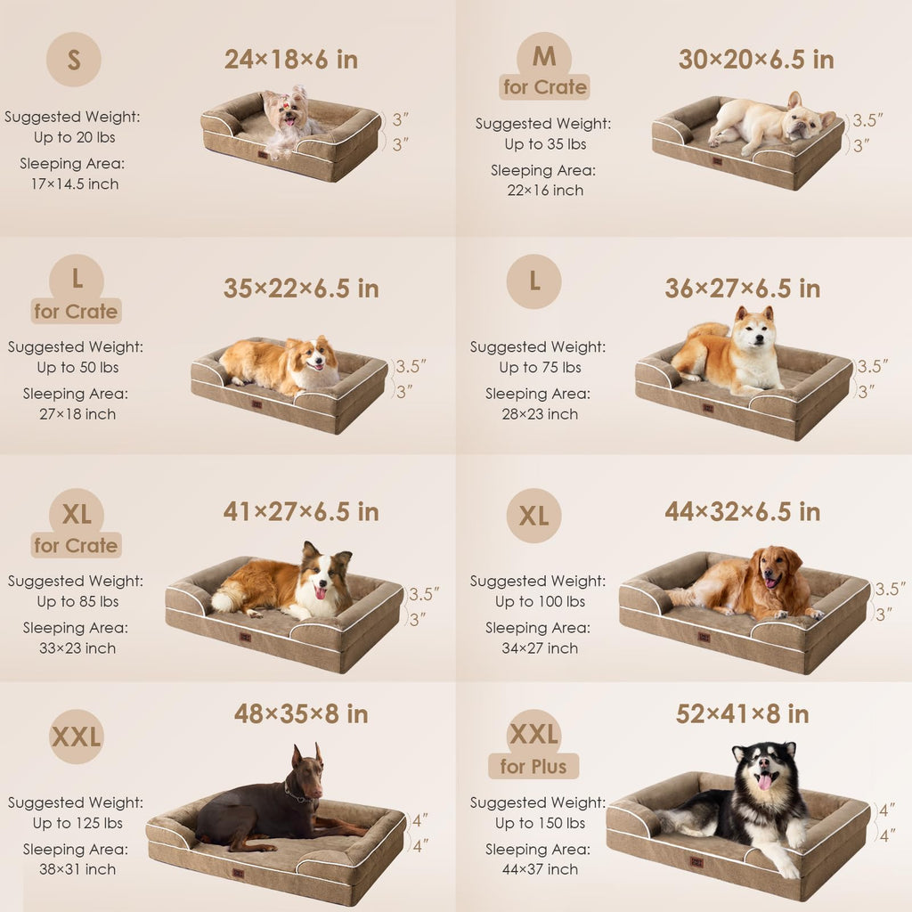 EHEYCIGA Orthopedic Dog Beds Large Sized Dog, Waterproof Washable Pet Bed