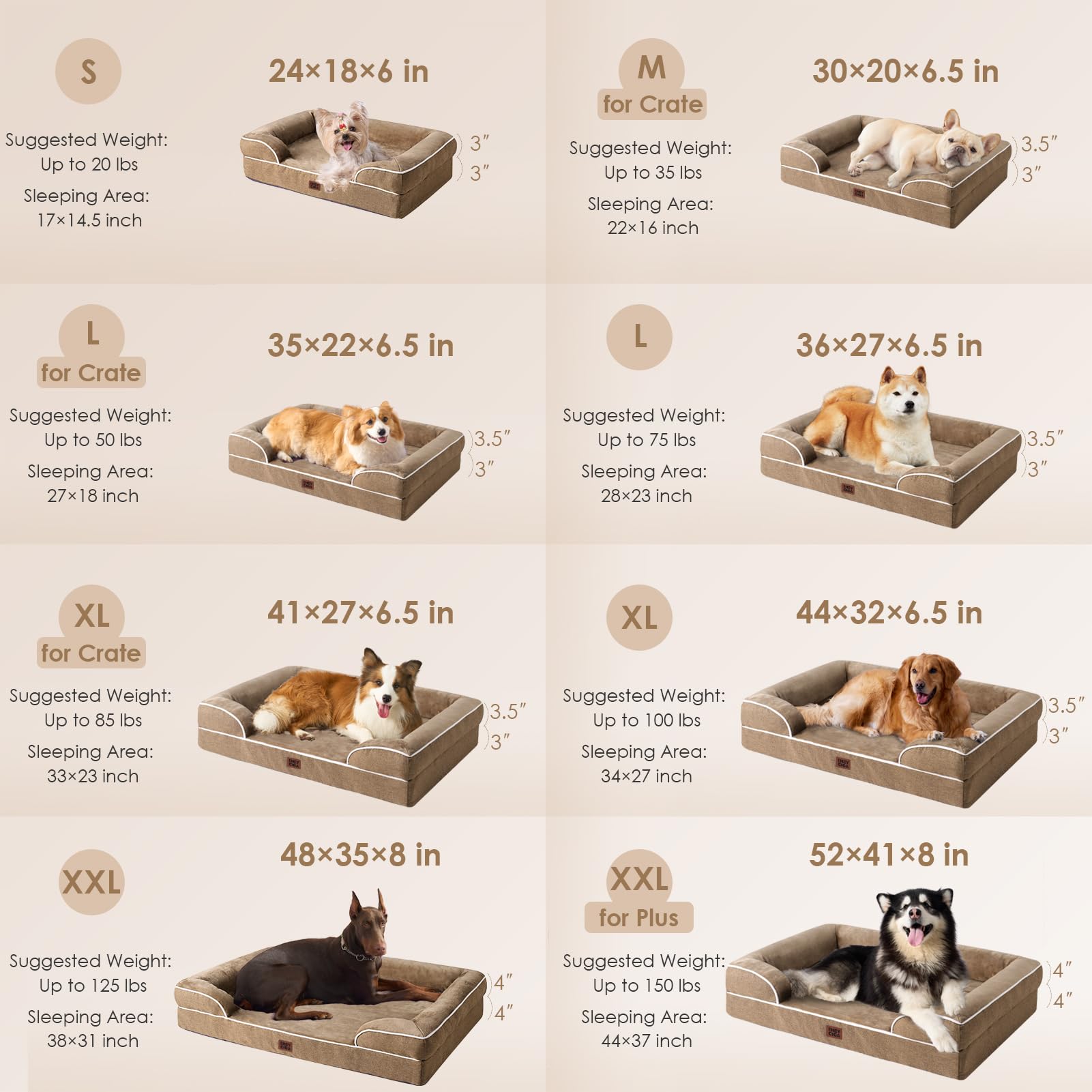 EHEYCIGA Orthopedic Dog Beds Large Sized Dog, Waterproof Washable Pet Bed