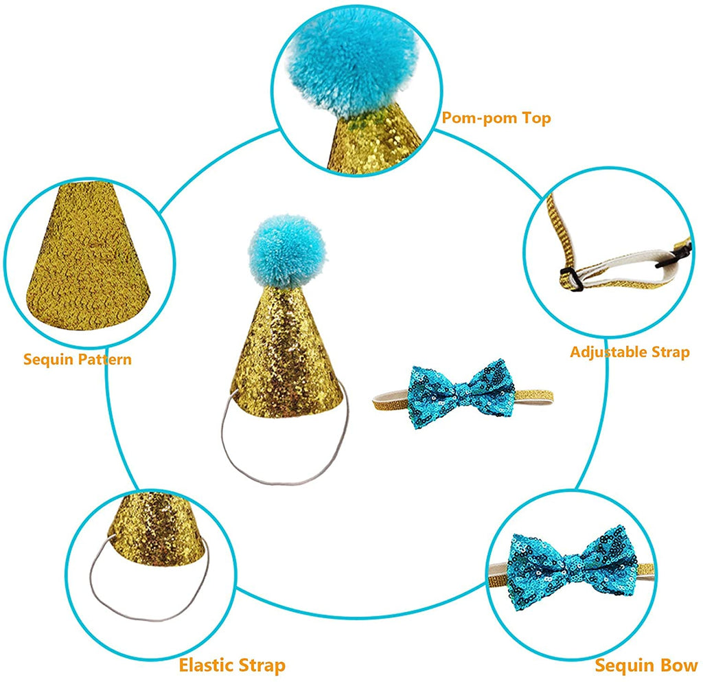 Christmas Pet Party Jazz Hat and Blingbling Bow Tie Breakaway Collar Set, Adjustable Headband for Kitten Puppy Small Dogs Cats (2/LB-Pink2)