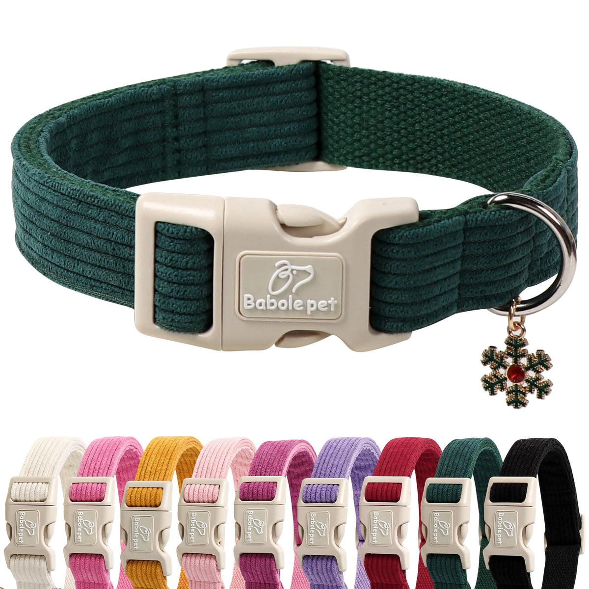 Babole Pet Nylon Dog Collar - Adjustable Rose Red Soft Webbing Dog Collars for Small Medium Large Dogs Boy Girl Puppy Collar with Safety Metal Buckle M
