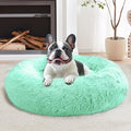 JOLLYVOGUE Calming Dog Beds Large Sized Dog, 36in Donut Washable Large Pet Bed, Anti-Slip & Anti-Anxiety Fluffy Faux Fur Round Dogs Bed, Fits up to 80 lbs Pets (Mint Green)