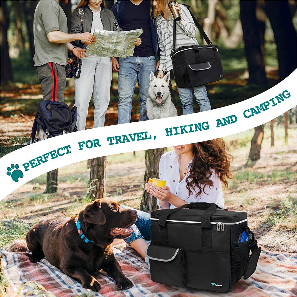 PetAmi Dog Travel Bag Organizer, Pet Supplies Tote Diaper Bag, Black Medium