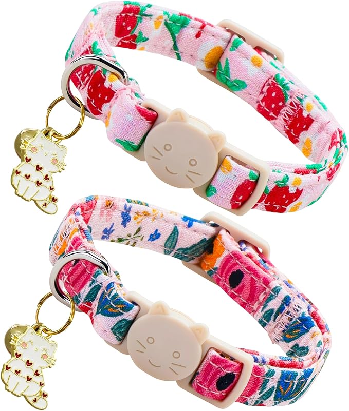Bobo Rainbow Trefoil Print Cat Collar(2-Pack) Breakaway for Boy Girl Cats