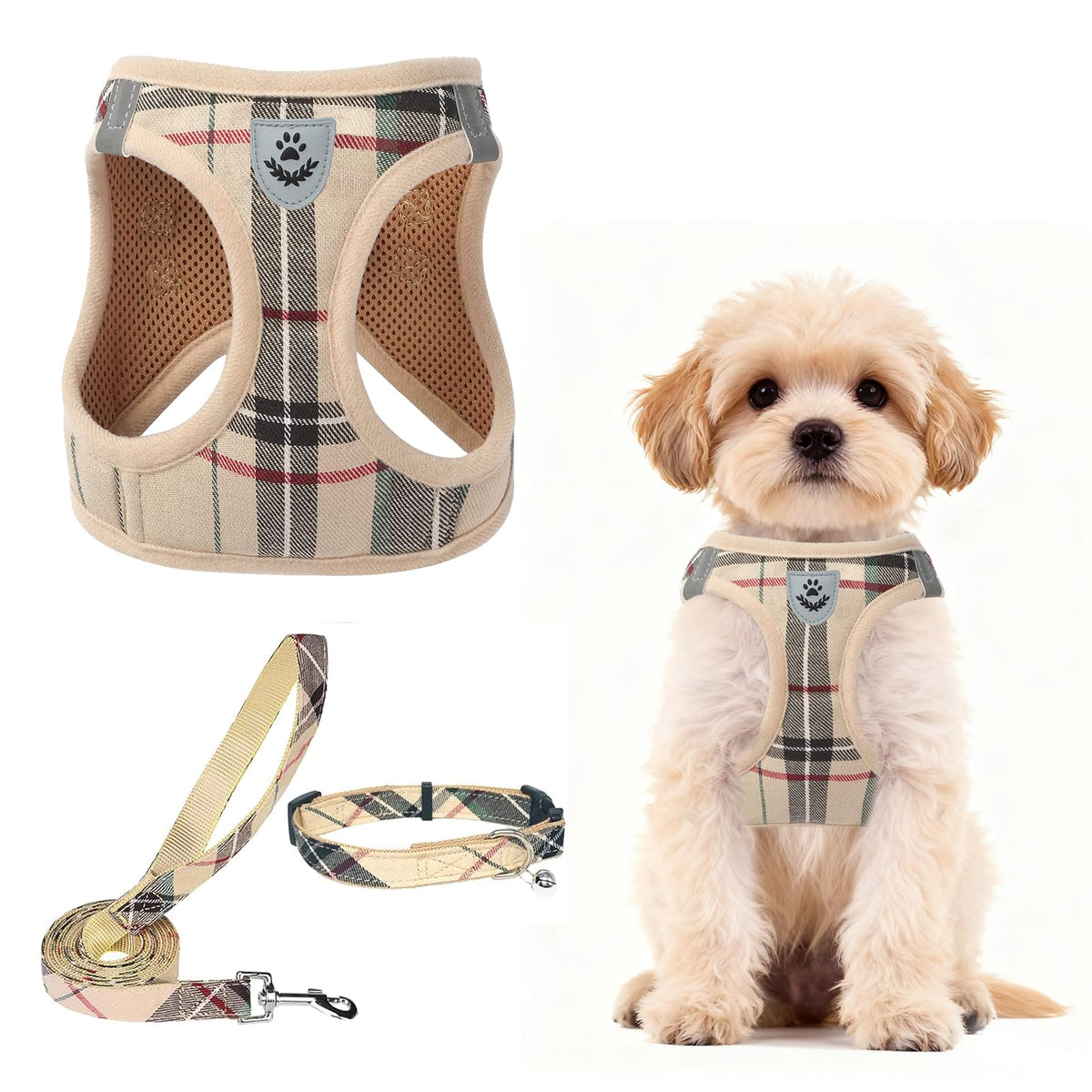 PUPTECK Dog Harness, Collar and Leash Set No Pull for Small Medium Sized