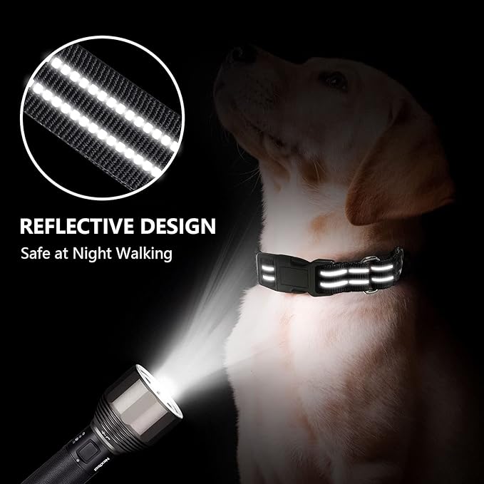 JOYEEIIOO Martingale Dog Collar, Adjustable Nylon Reflective Collar with Quick Release Buckle, No Pull Dog Training Collars for Small Medium Large Dogs (Black, Extra Large)